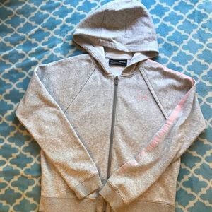 Grey and pink Under armor hoodie